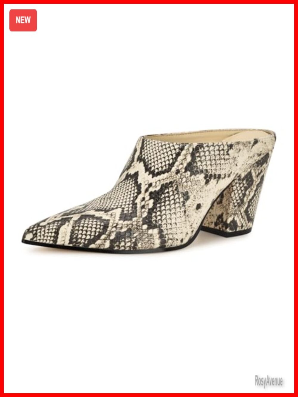Faux Leather Pointed Toe Block Heel Mule Dress Shoes Slip-On